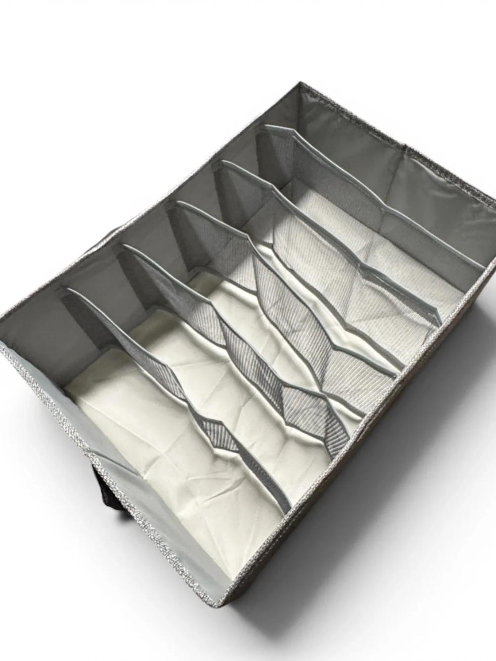 Foldable Gray Drawer Organizer | 5 Compartment Sock & Lingerie Storage